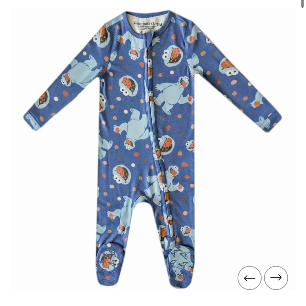 Copper Pearl Cookie Monster Double Zip Footie Pajamas